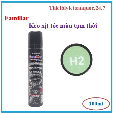 H2-Xanh lá Gôm xịt màu tạm thời Familiar đủ màu 100ml- gội là hết keo nhuộm
