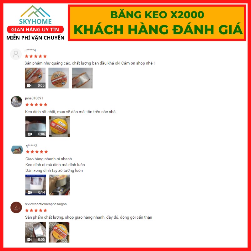 Băng keo chống thấm dột nước siêu dính x2000 Nhật Bản cao su non dán tường mái tôn ống nước thùng xe bạt xe tải SKYHOME