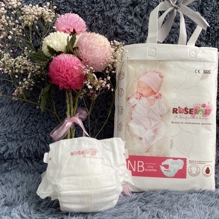 Bịch Tã Dán ROSE BABY size NB sơ sinh (60 miếng) có rãnh tránh rốn mua 3 tặng 1