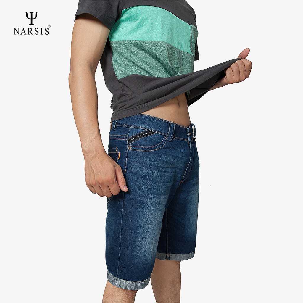 Quần shorts jeans nam màu xanh dương nam Narsis S8028
