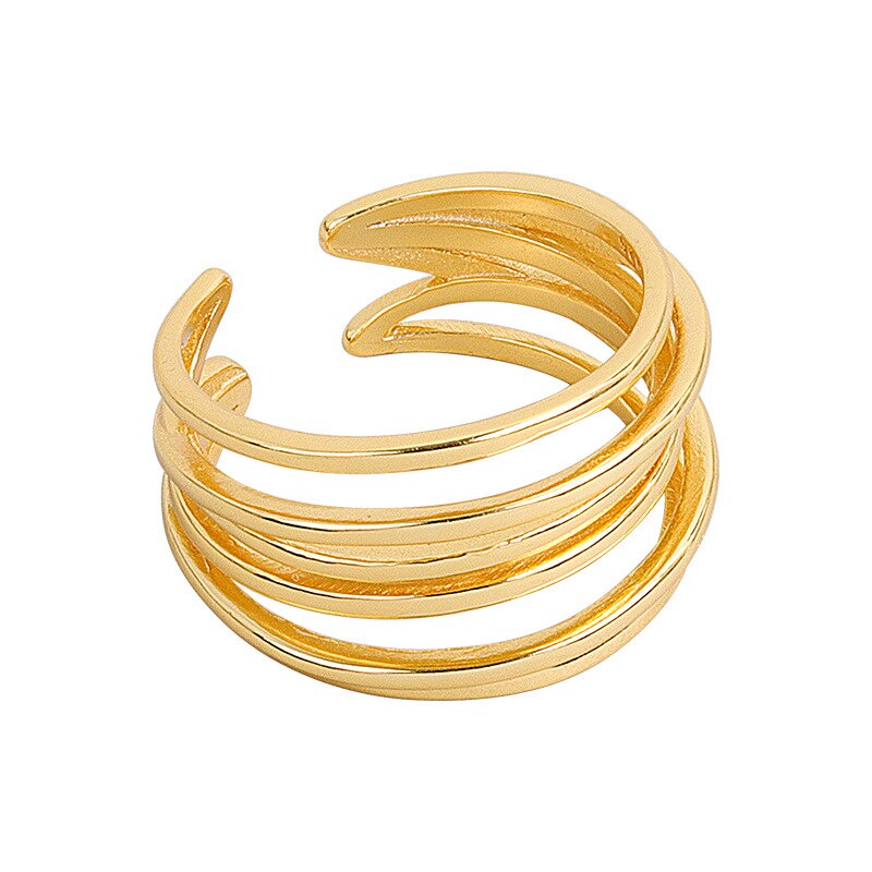 Nhẫn Hở Nhiều Lớp Màu Vàng / Bạc Phong Cách Cổ Điển Có Thể Điều Chỉnh Kích Thước Cho Nữ