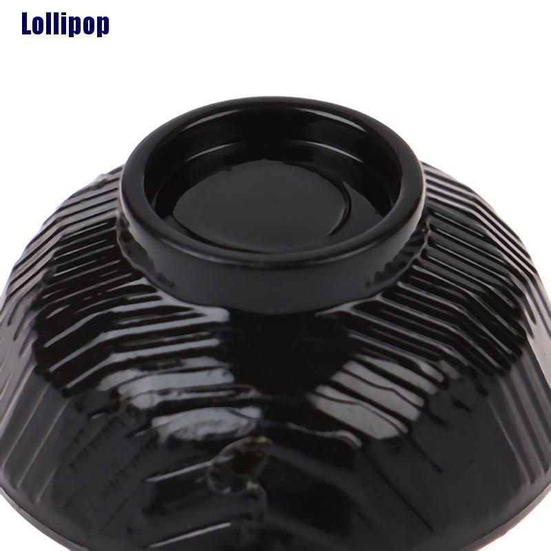 Set 4 mô hình bát bằng nhựa màu đen trang trí nhà búp bê tỉ lệ 1:12