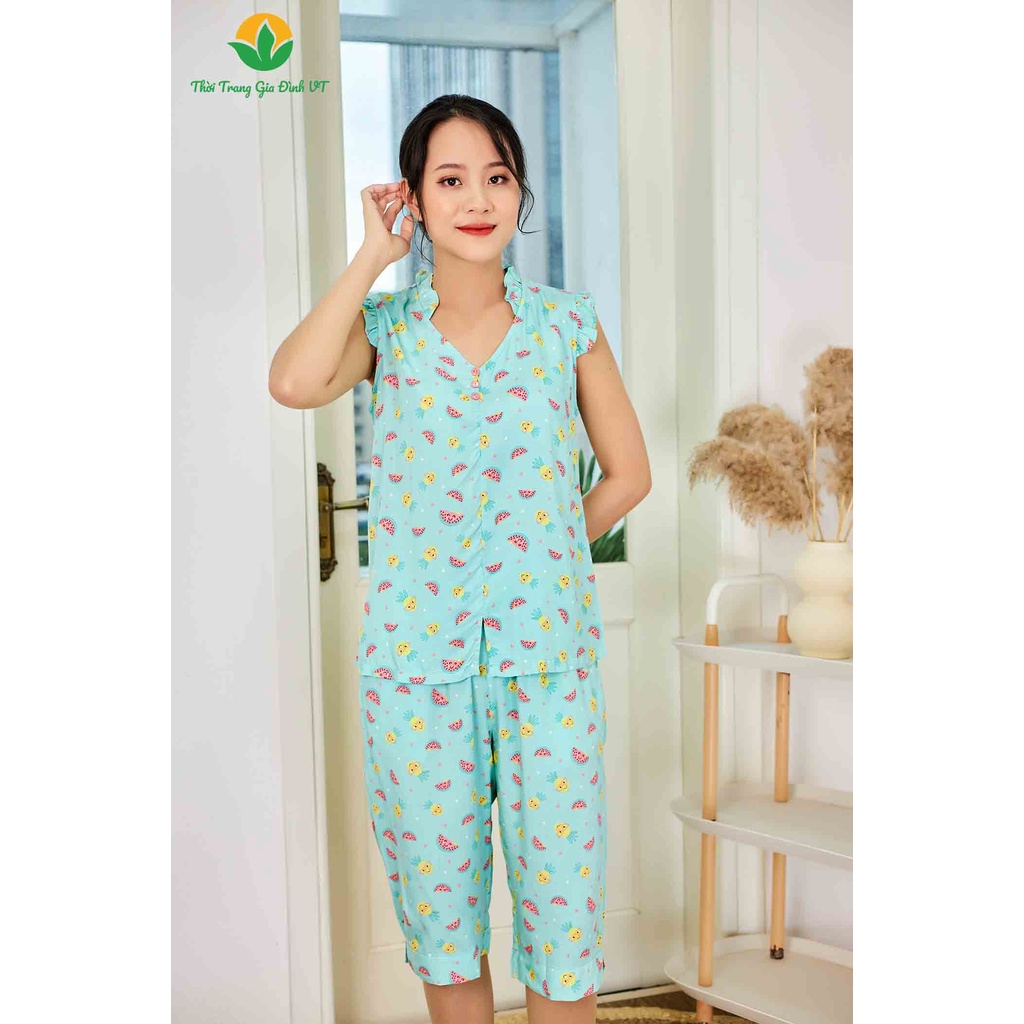 Bộ lanh quần lửng áo sát nách nữ B05.2202 - Thời Trang Gia Đình VT