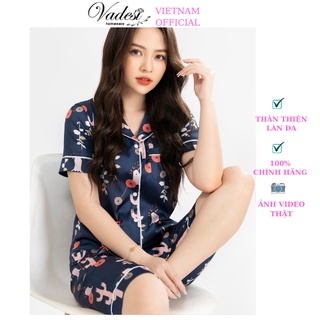 Đồ Ngủ Nữ Bộ Pijama VADESI Quần Lửng Tay Ngắn Lụa Cao Cấp Mặc Nhà Họa Tiết Đẹp Thoáng Nhẹ - Mát Mềm