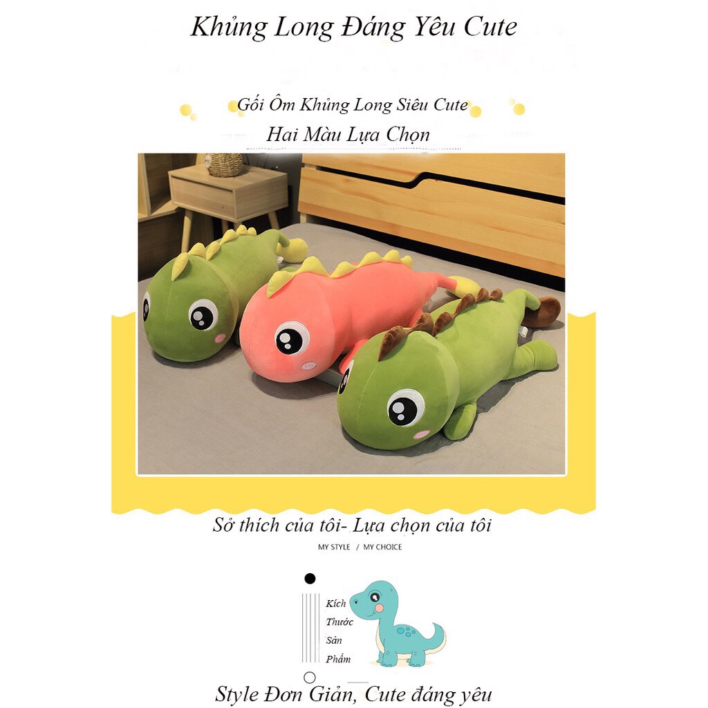 Gấu bông to khổng lồ khủng long đuôi tim gối ôm hình thú giá rẻ kích thước 55cm -1m7