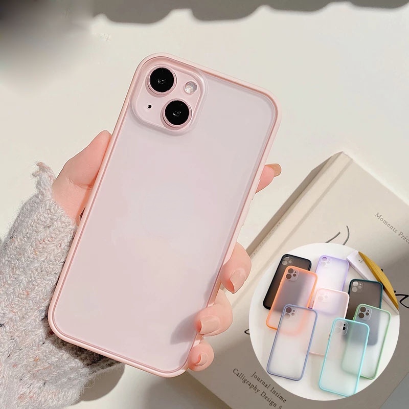 Ốp lưng compatible for  iPhone 14 pro max 13 pro max 12 pro 6/6 Plus 7/7 Plus/8 Plus/ X/ XS/ XS Max/ XR/ 11/ 11 Pro/11 ProMax chống sốc ốp nhám mờ viền màu