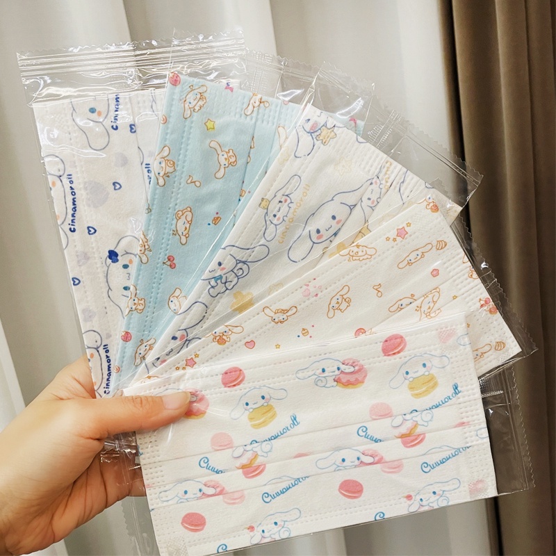 Set 10 Khẩu Trang Sanrio Cinnamoroll 3 Lớp Dành Cho Nam Và Nữ