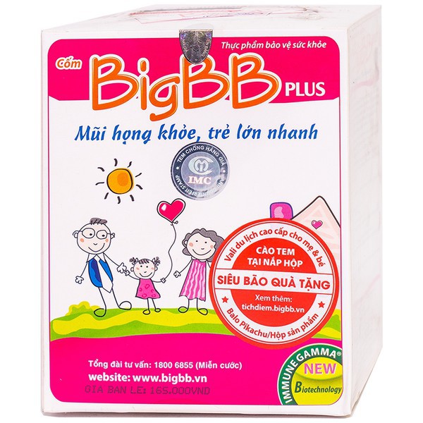 Cốm vị socola BigBB Plus - Giảm Nhanh Triệu Chứng Viêm Mũi Họng Hộp 16 gói