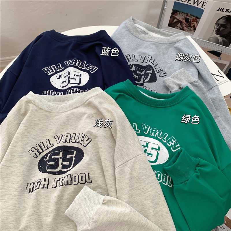 SUXI Áo Sweater Thể Thao Tay Dài Cổ Tròn In Họa Tiết Vintage Thời Trang Mùa Thu Cho Nữ