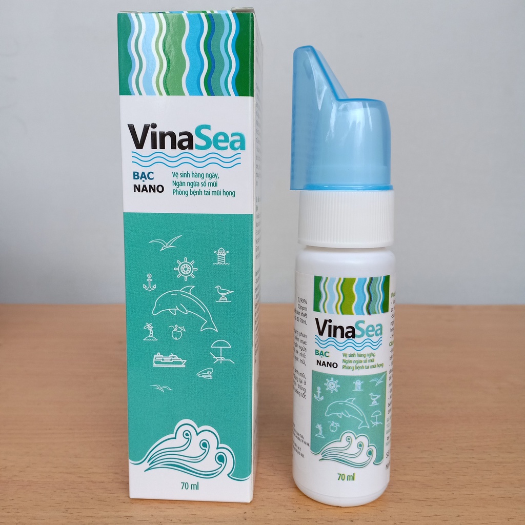 Nước muối biển VINASEA -Tinh chất NANO BẠC giúp làm sạch và sát trùng mũi, ngăn ngừa các b.ệ.n.h đường hô hấp