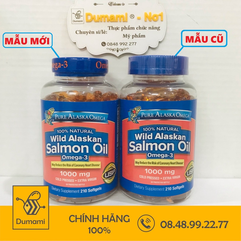 Viên dầu cá hồi pure alaska salmon oil omega 3 1000 mg lọ 210 viên của mỹ - ảnh sản phẩm 1