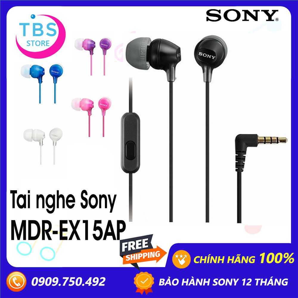 Tai nghe Sony MDR-EX15AP - Hàng chính hãng Sony Việt Nam - Bảo hành 12 tháng