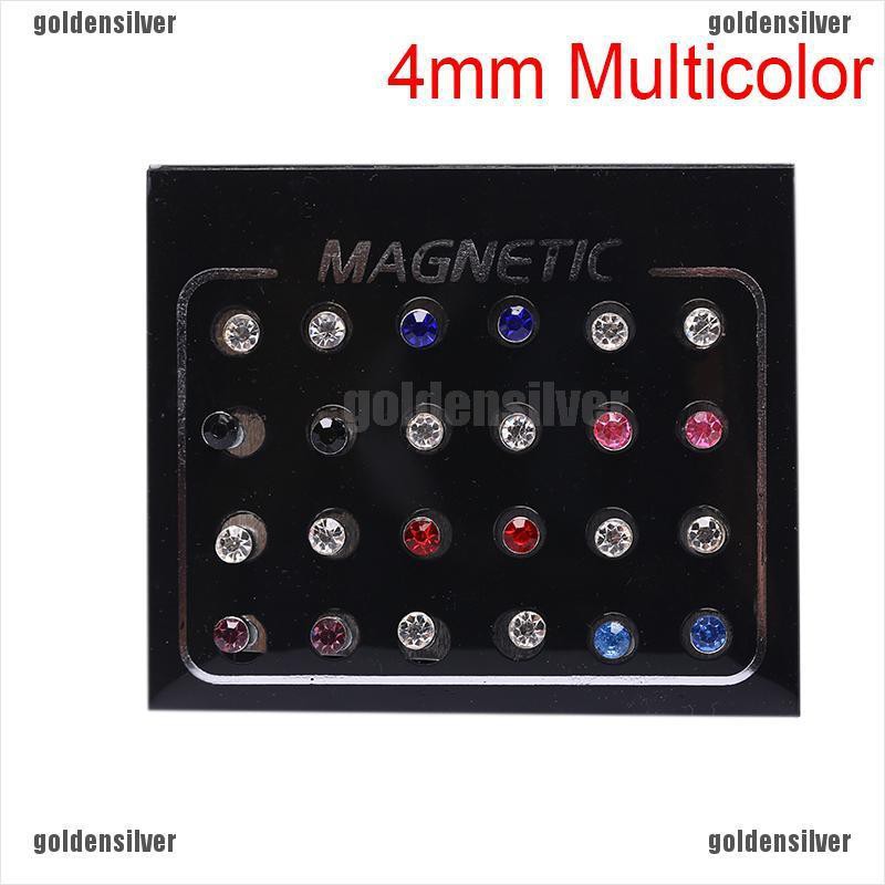 Set 24 Khuyên Tai Nam Châm Đính Đá Thời Trang