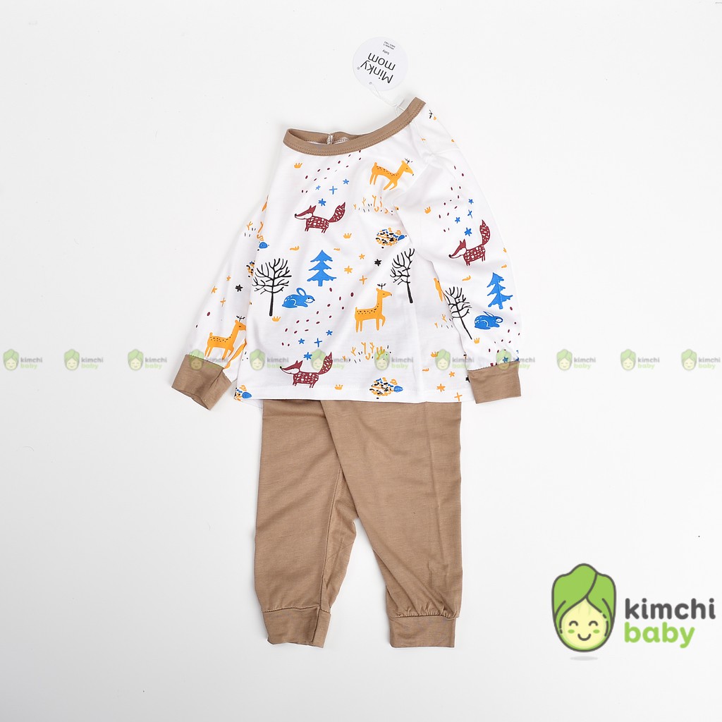 Đồ Bộ Bé Trai, Bé Gái Minky Mom Vải Thun Lạnh Họa Tiết Động Vật Cổ Viền, Bộ Dài Tay Thu Đông Cho Bé MKM03