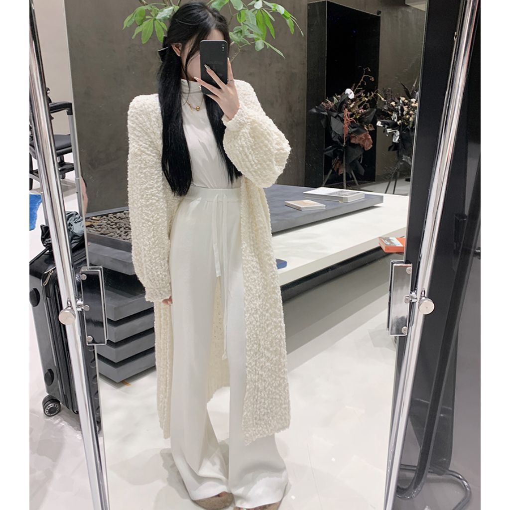 Áo choàng len dáng dài, áo khoác cardigan dài mỏng nhẹ phù hợp mùa thu hàng order Taobao nhà Oanhdilys