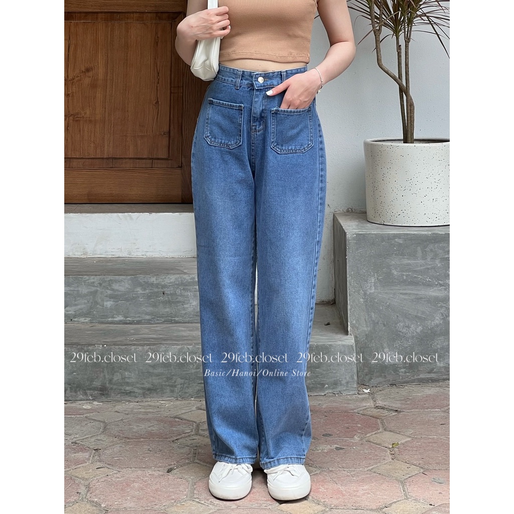 [Ảnh thật/Video] Quần jeans ống suông túi trước - 29feb.closet - Q10