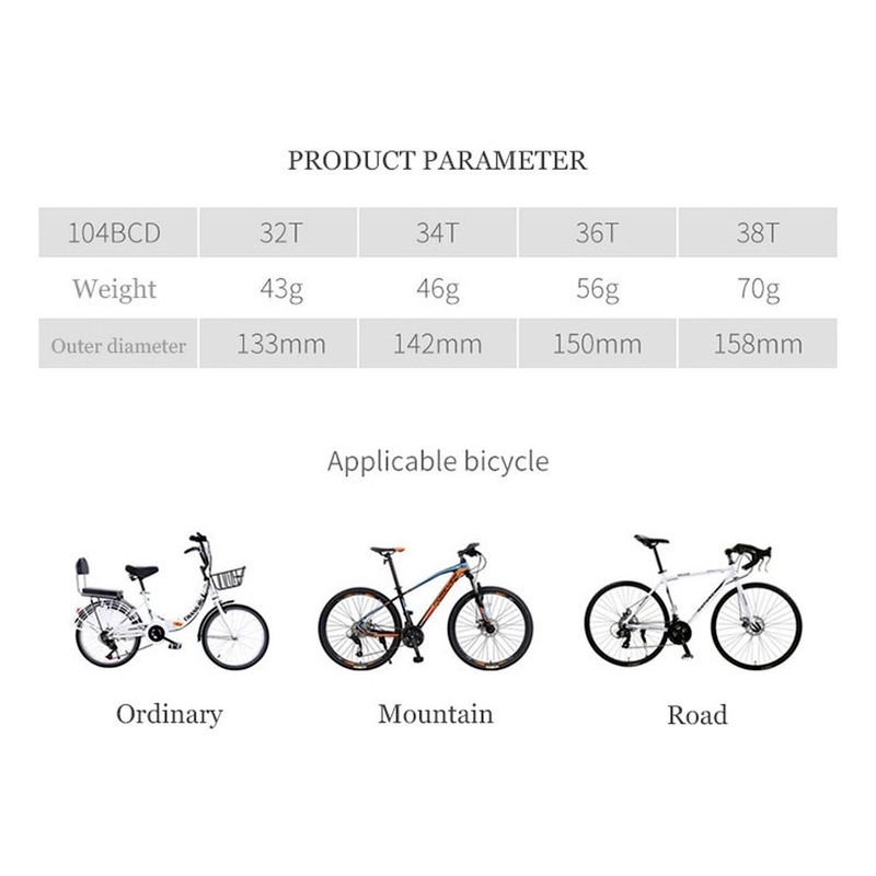 LUNJE 104BCD Single Speed Disk Chainring Mountain Bike Bicycle 104BCD 32T 34T 36T 38T Crankset Tooth Plate Parts mtb Parts