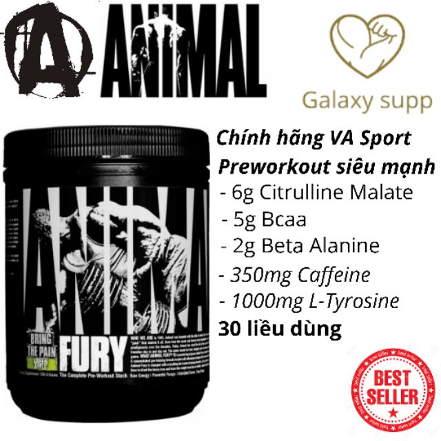 Pre workout Animal Fury Tăng sức mạnh kèm BCAA 30 liều dùng