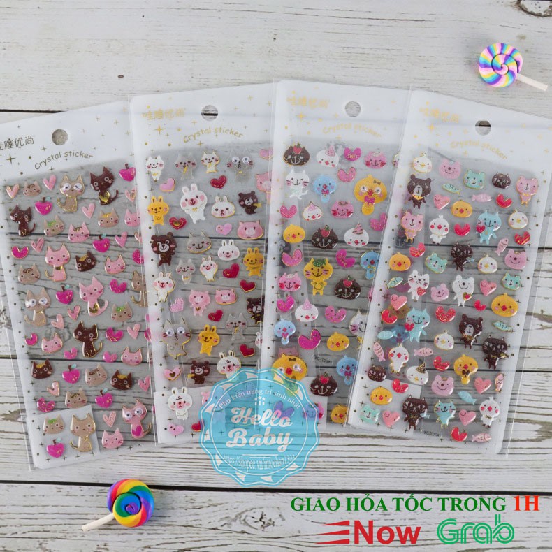 Hình dán sticker nổi nhựa trong Crystal Sticker