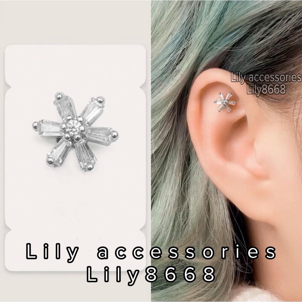 khuyên tai bông tai titan hoa đá không gỉ không đen không dị ứng