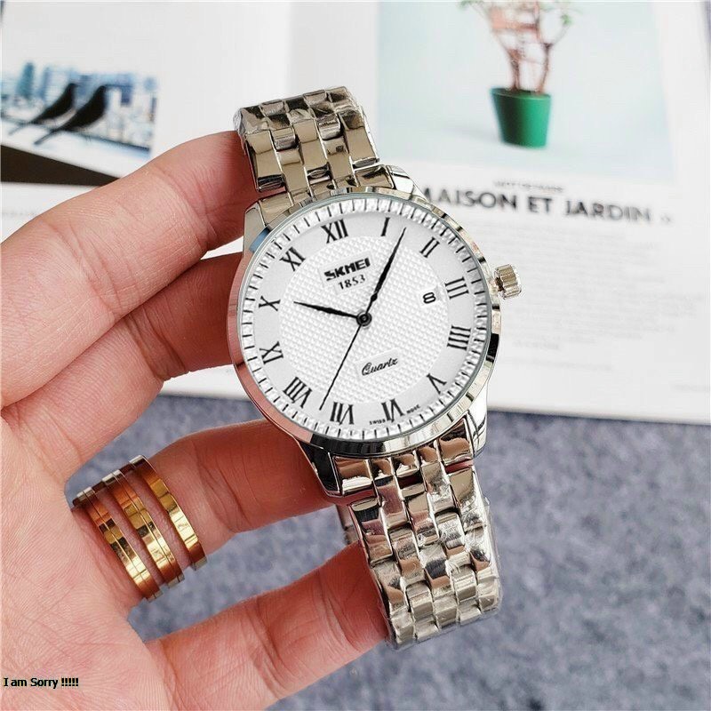 Đồng Hồ Nam Cao Cấp WLISTH JAPAN Mặt Trắng, Khung Thép Không Gỉ Có Lịch THỨ VÀ LỊCH NGÀY Sang Trọng