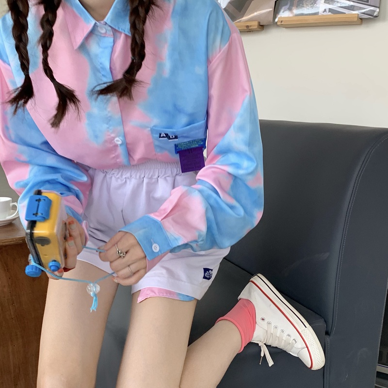 SUXI Áo Sơ Mi Tay Dài Dáng Rộng Vải Mỏng Màu Nhuộm Dễ Phối Đồ Thời Trang Xuân Thu Cho Nữ