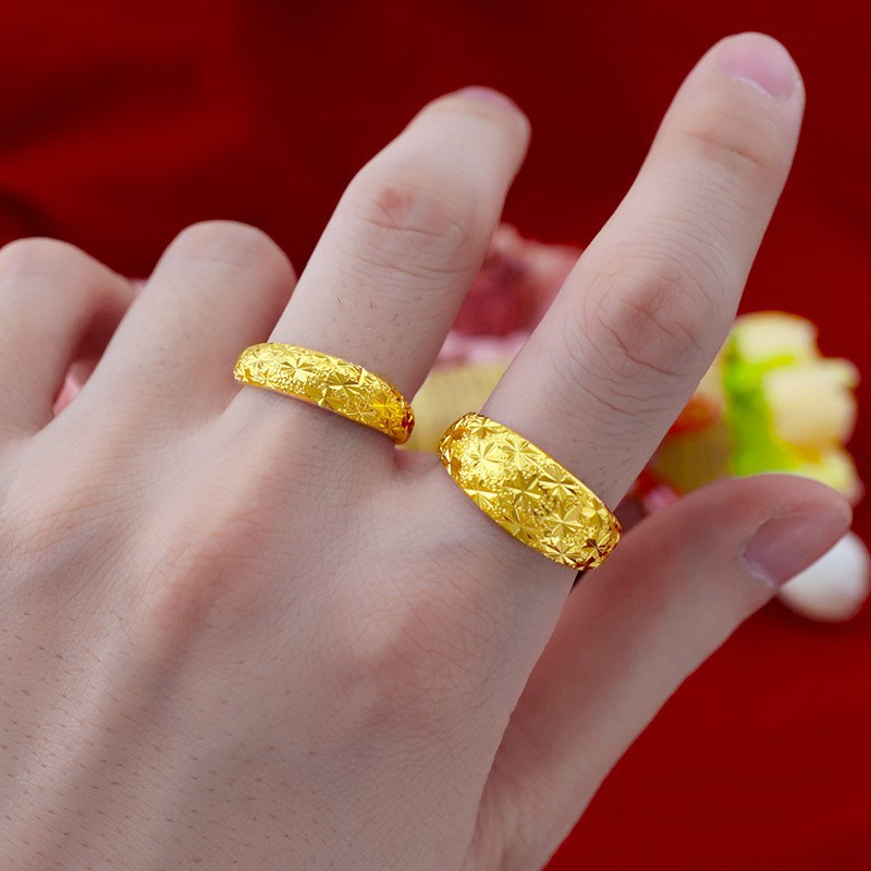weiweijewelry/Nhẫn thời trang nam nữ - Nhẫn hoa văn vàng 24K bền - Khắc bằng 999