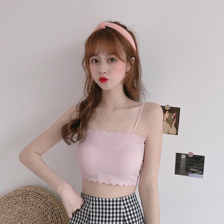 Áo Bra Đúc Su Tăm Viền Sóng 2 Dây Mềm Mát Có Mút Ngực 235