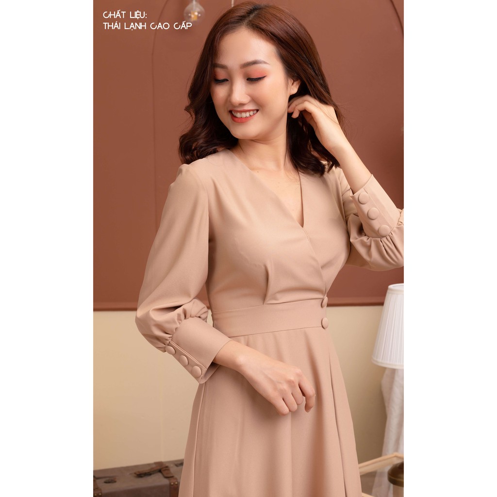 Đầm Công Sở Dáng Suông Ôm Nhún Eo - She Loves K641 Màu Nude | BigBuy360 - bigbuy360.vn