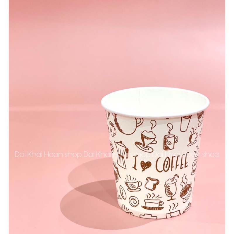 50 Ly Giấy in hình họa tiết dễ thương 7oz – 210ml cho quán cà phê | Ly giấy cafe | Ly giấy cà phê | Cốc giấy.