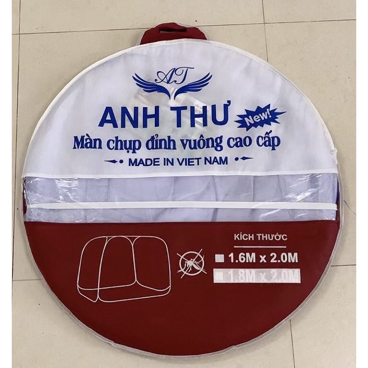Màn Mùng Chụp Đỉnh Vuông Chân Viền 1m2/1m4/1m6/1m8/2m2 , Màn Gấp Vuông Viền Lụa Chống Muỗi Cao Cấp - Màn tự bung Anh Thu