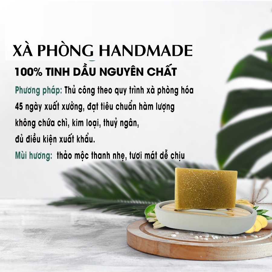 Xà phòng Handmade / Xà phòng tinh dầu Cà phê với Chanh &amp; Bạc Hà, 100% tinh dầu nguyên chất Pháp, công thức độc quyền