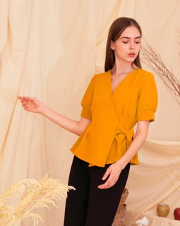 Áo tay phồng nơ eo thiết kế