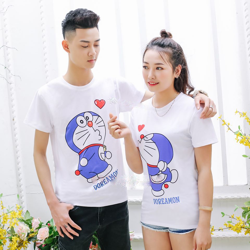 ÁO THUN CẶP ĐÔI DOREMON YÊU THƯƠNG