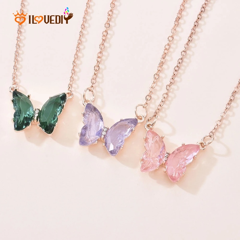 vòng cổ Mặt Hình Bươm Bướm Đính Đá Thời Trang Cho Nữ