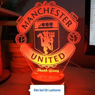 Đèn led màu đỏ -logo clb Manchester United-quà tặng đèn ngủ, trang trí