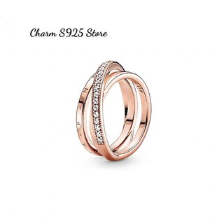 NHẪN ĐEO TAY PAN ALE VÀNG HỒNG ROSE GOLD ĐÍNH ĐÁ HÀNG CAO CẤP
