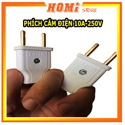 Phích Cắm Điện, Giắc Cắm Điện EU24 10A-250V, Chân Tiếp Xúc Đồng, Nhựa Chống Cháy