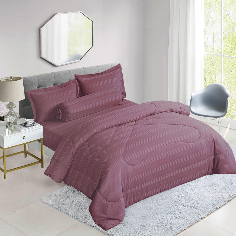 Bộ drap áo gối kèm mền chần NIN House Classic màu tím ruốc - C190662