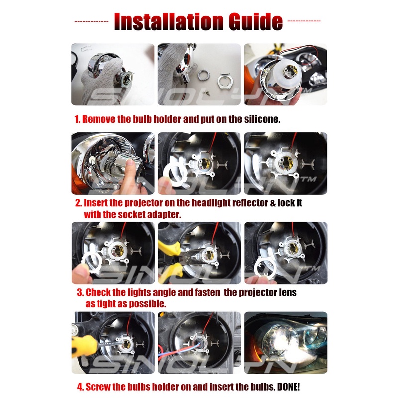 Đèn Pha Led Sinolyn Bi-Xenon 2.5 H4 H7 Chuyên Dụng Cho Xe Hơi / Xe Máy