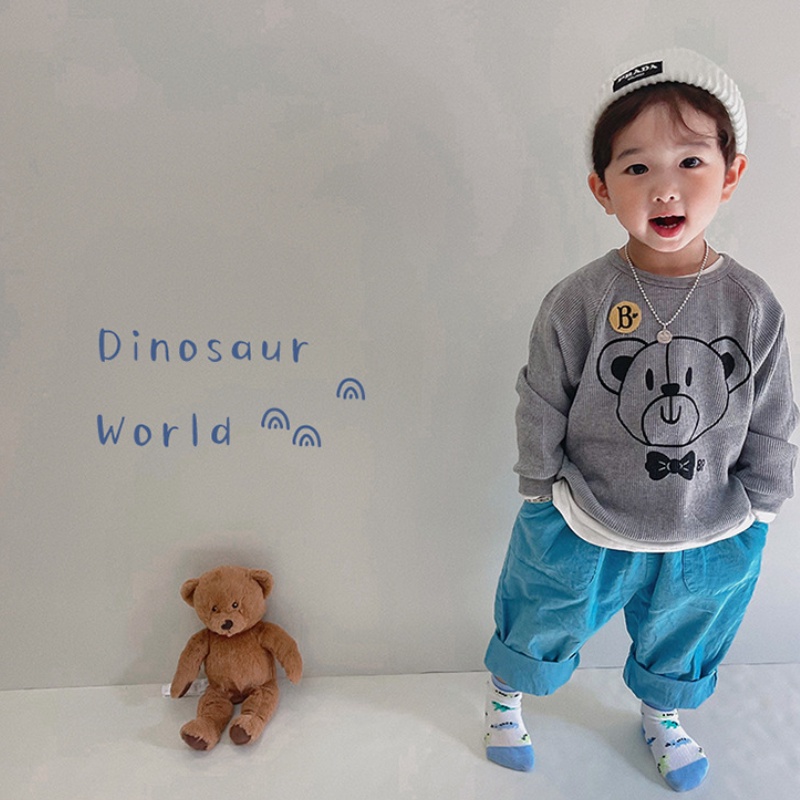 Set 5 đôi vớ KokoroCare MS-25 vải cotton họa tiết khủng long màu xanh dương thời trang xuân/hè 2022 cho bé trai 1-8 tuổi