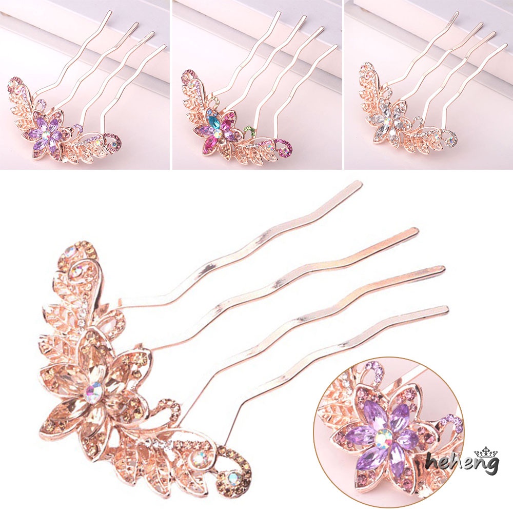 Lược Cài Tóc Hình Hoa Đính Đá 9.50 * 7.50 * 1.00cm