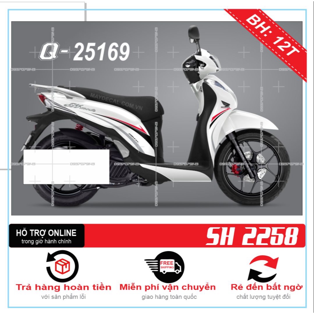 TEM XE SH MODE CHỈ ĐỎ TRẮNG -- SHIN DECAL 2