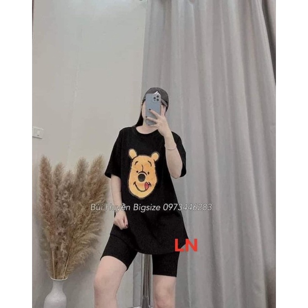 Sét áo mặt gấu vàng + quần legging lửng TH6