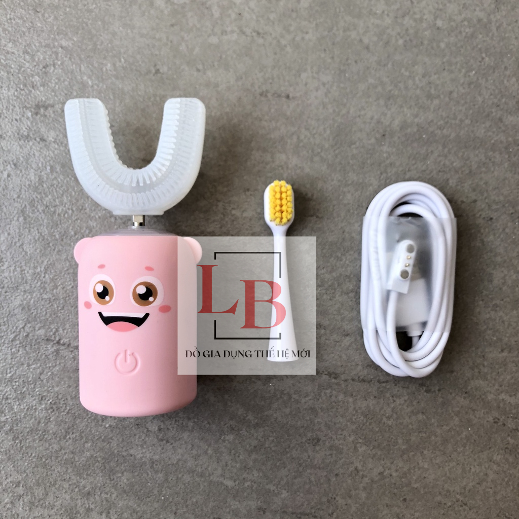 Bàn chải điện chữ U Pin chất liệu Silicon, máy đánh răng điện cho bé từ 2 tuổi