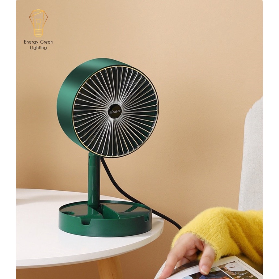 Máy Sưởi Để Bàn Energy Green Lighting TN036, Quạt Sưởi Mini - Công Nghệ Sưởi Gốm PTC Ceramic-Công Suất 600-1000w
