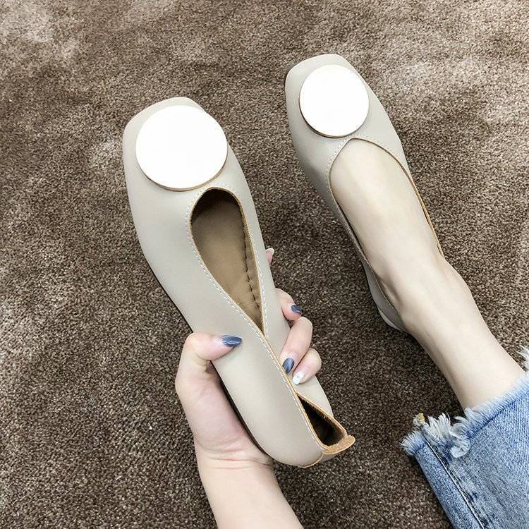 Giày Búp Bê Mũi Tròn Đế Bằng Miệng Nông Cài Khóa Kim Loại Thời Trang Xuân Hè Hàn Quốc Hàng Mới Dành Cho Bạn Nữ 2022