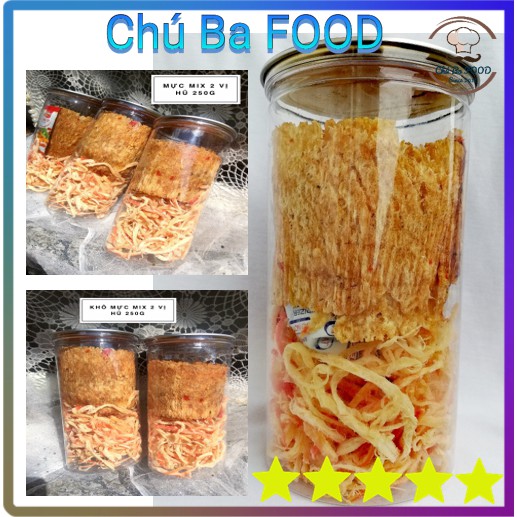Khô Mực Mix 2 Vị ⚡Hấp dừa, Cán nguyên⚡Chú Ba FOOD | Mực thơm, Ngon, Chất lượng 250G(Cả Hộp) | BigBuy360 - bigbuy360.vn