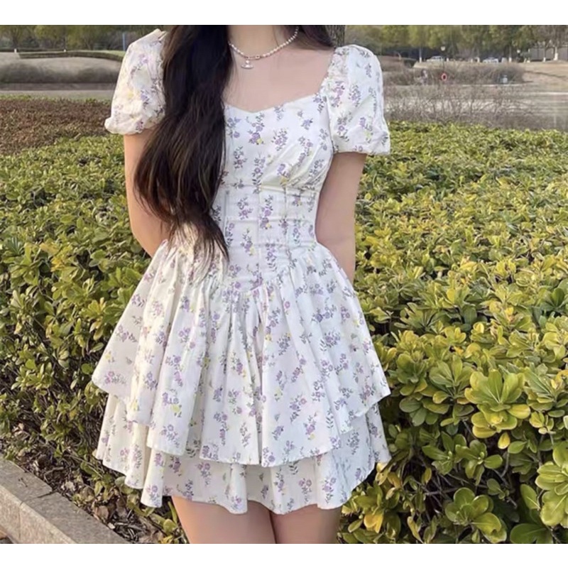 Váy hoa nhí ôm eo Quảng Châu cực xinh