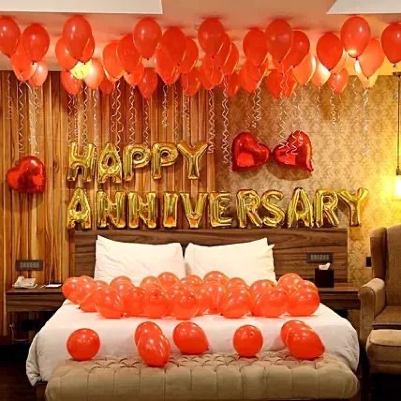 Bóng Kỷ Niệm Ngày Cưới Happy Anniversary { Tặng bơm + keo } MS01 Tông Đỏ